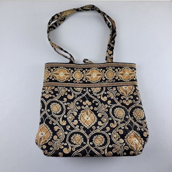 Vera Bradley Retired Pattern Caffé Latte Quilted Bag Handbag Large Black/Brown - Picture 2 of 12